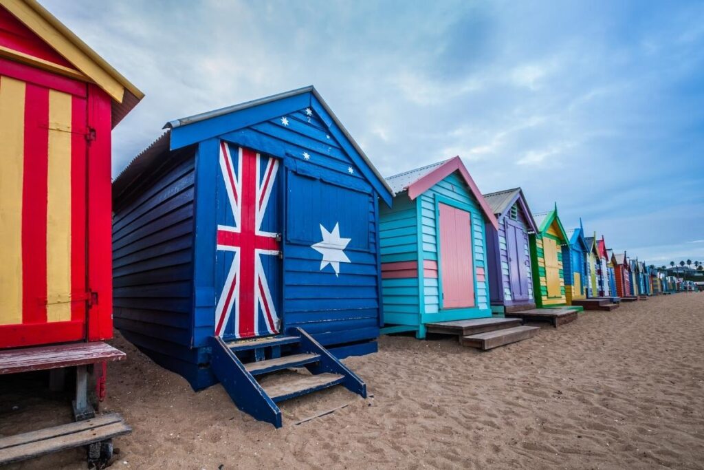 brighton beach huts melbourne colourful flag colours best places to live in melbourne